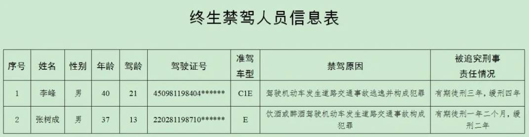 禁駕人員信息表